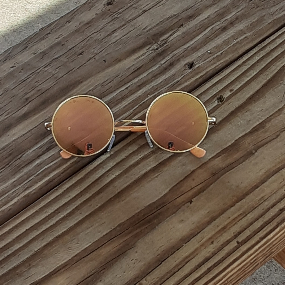 Round Rose Gold Pink Sunglasses - Picture 6 of 6